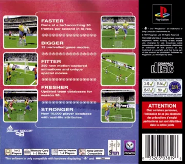 Adidas Power Soccer 98 (US) box cover back